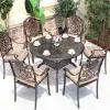 Imperial European Design Durable Dining Courtyard Chair-Cast Aluminum Peony Embossing Turned Legs for Villa Farmhouse Outdoor