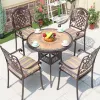 Imperial European Design Durable Dining Courtyard Chair-Cast Aluminum Peony Embossing Turned Legs for Villa Farmhouse Outdoor