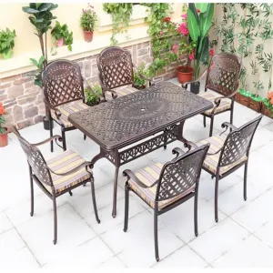 Leisure Dining Tables Chairs Set Aluminum Alloy Outdoor Furniture for Farmhouse Living Room Villa Use Minimalist Design