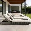 Lightweight Aluminum Sunlounger Stackable Outdoor Patio Chair Rustproof Courtyard Beach Chair Minimalist Pool Recliner UV