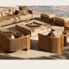 Luxurious Modern L-Shaped Teak Wood Garden Sofa Set Durable Outdoor Furniture for Courtyard Hotel Villa Use