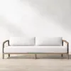 Luxurious Teak PE Wicker Rattan Waterproof Eco-Friendly Dining Outdoor Garden Sofa Sets Quick-Dry Cushions for Villas Hotels