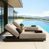 Luxury Aluminum Hotel Villa Courtyard Outdoor Lounge Chairs Pool Set Modern Design UV Resistant Eco-Friendly