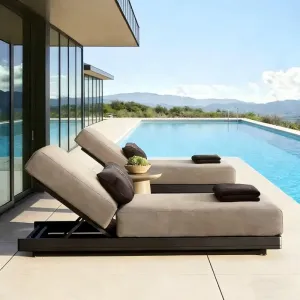 Luxury Aluminum Hotel Villa Courtyard Outdoor Lounge Chairs Pool Set Modern Design UV Resistant Eco-Friendly