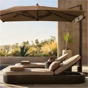 Luxury Aluminum Hotel Villa Outdoor Lounge Chairs Sun Lounger Set Cushions Modern Design UV Resistant Cross Back Swimming Pool