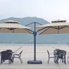 Luxury Double Canopy Cantilever Roman Umbrella Solar LED Lights Waterproof Lightweight for Outdoor Cafe Living Room Hospital