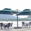 Luxury Double Canopy Cantilever Roman Umbrella Solar LED Lights Waterproof Lightweight for Outdoor Cafe Living Room Hospital