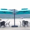 Luxury Double Canopy Cantilever Roman Umbrella Solar LED Lights Waterproof Lightweight for Outdoor Cafe Living Room Hospital