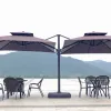 Luxury Double Canopy Cantilever Roman Umbrella Solar LED Lights Waterproof Lightweight for Outdoor Cafe Living Room Hospital