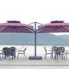 Luxury Double Canopy Cantilever Roman Umbrella Solar LED Lights Waterproof Lightweight for Outdoor Cafe Living Room Hospital