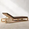 Luxury Grade Teak Wood Outdoor Sun Lounger with Wheels Adjustable Backrest UV Resistant Eco-Friendly for Hotels Villas Pools