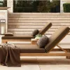 Luxury Grade a Teak Wood Outdoor Sun Lounger with Wheels and Adjustable Backrest for Star Hotel Poolside and Resort Deck