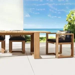 Luxury Grade a Teak Wood Outdoor Dining Set 8 Seater Rectangular Table and Chairs for Star Hotel Garden and Resort Patio
