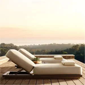 Luxury Metal Aluminum Hotel Villa Outdoor Lounge Chairs Cross Back Cushions Modern Design UV Resistant Eco-Friendly Waterproof