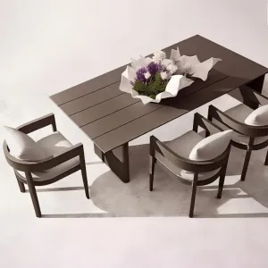 Luxury Modern Aluminum Alloy Outdoor Dining Set Hotel Villa Garden Patio-Weather Resistant Durable Table Chairs 3-Year Warranty