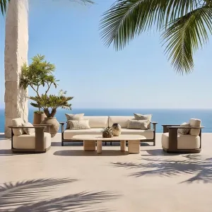 Luxury Modern Aluminum Outdoor Sofa Set for Courtyard Patio Backyard Living Room-Durable Waterproof