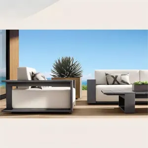 Luxury Modern Aluminum Outdoor Sofa Set-Waterproof Durable Eco-Friendly Patio Furniture for Living Room Hotel Villa Use