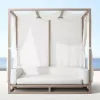 Luxury Modern Canopy Foldable Daybed Teak Sunshade with Portable Durable Design for Outdoor Beach Hotel Poolside and Villa Use