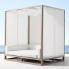 Luxury Modern Canopy Foldable Daybed Teak Sunshade with Portable Durable Design for Outdoor Beach Hotel Poolside and Villa Use