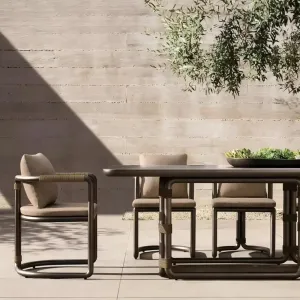 Luxury Modern Durable Aluminum Alloy Outdoor Dining Set for Hotel Villa Courtyard Patio-Waterproof Table and Chairs