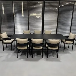 Luxury Modern Durable Aluminum Alloy Outdoor Dining Set for Hotel Villa Courtyard Garden Patio-Waterproof Table and Chairs