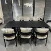 Luxury Modern Durable Aluminum Alloy Outdoor Dining Set for Hotel Villa Courtyard Garden Patio-Waterproof Table and Chairs