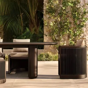 Luxury Modern Durable Aluminum Alloy Outdoor Dining Set Waterproof UV-Resistant Cushioned Table Chairs Outdoor Furniture for