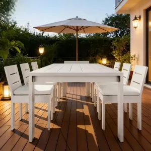 Luxury Modern Durable Aluminum Alloy Weather Resistant Outdoor Dining Set for Hotel Villa Garden Patio-Waterproof Table Chairs