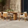 Luxury Modern Durable Teak Wood Outdoor Dining Set for Hotel Villa Courtyard with Waterproof Patio Dining Chairs
