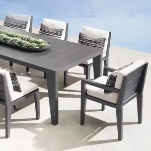 Luxury Modern Patio Aluminum Alloy Dining Table Set 6 8 Seater Weatherproof Outdoor Garden Furniture for Hotel Villa