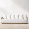 Luxury Modern Solid Teak Wood Outdoor Sofa Set with Weather-Resistant Aluminum Frame and Storage Garden Furniture