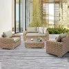 Luxury Modern Style Waterproof Weather Resistant Rattan Wicker Sofa Set Outdoor Furniture Quick-Dry Cushions for Garden