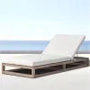 Luxury Modern Teak Frame Outdoor Sun Lounger Premium Eco-Friendly UV Resistant Water-Repellent Cushion High-Density Quick-Dry