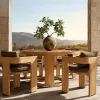 Luxury Modern Teak Outdoor Dining Set with Waterproof UV-Resistant Dining Chairs-Durable Patio Furniture for Villa
