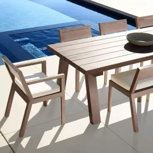 Luxury Modern Teak Outdoor Dining Set for Villa Courtyard Patio-Durable Weather Resistant Dining Chairs