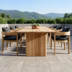 Luxury Modern Teak Outdoor Dining Set with Waterproof Cushions Durable UV-Resistant 2-3 Year Warranty