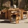 Luxury Modern Teak Outdoor Dining Set with Durable Construction UV-Resistant Waterproof Features for Villa Patio Use