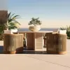 Luxury Modern Teak Outdoor Dining Set for Courtyard Villa Patio-Durable Weather Resistant Dining Chairs