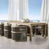 Luxury Modern Teak Wood Outdoor Dining Set for Courtyard Villa Patio-Durable Weather Resistant Dining Chairs