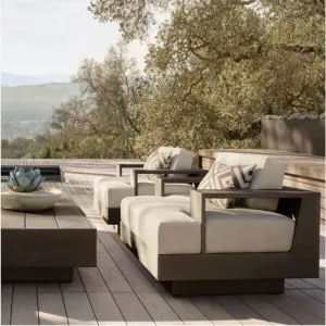 Luxury Modern Waterproof Deep Seating Aluminum Sofa Set 4-Piece Outdoor Patio for Hotel Villa Garden Use