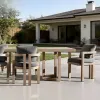 Luxury Solid Teak Wood Garden Dining Set with Cushions for Private Villa Dining and Beach Resort Patio Restaurant Area