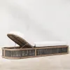 Luxury Solid Teak Wood Garden Sun Lounger with Sunproof Fabric for Private Villa Poolside and Beach Resort Patio Deck