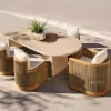 Luxury Sustainable Teak Wood Outdoor Dining Furniture Set Modern Table and Chairs for Five Star Hotel and Resort Project