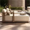 Luxury Sustainable Teak Wood Outdoor Sunbed Modern Reclining Pool Lounger for Five Star Resort and Luxury Villa Poolside