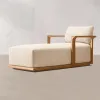 Luxury Sustainable Teak Wood Outdoor Sunbed Modern Reclining Pool Lounger for Five Star Resort and Luxury Villa Poolside