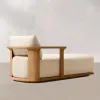 Luxury Sustainable Teak Wood Outdoor Sunbed Modern Reclining Pool Lounger for Five Star Resort and Luxury Villa Poolside