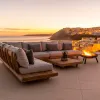 Luxury Teak Modern Design Eco-Friendly Outdoor Sectional Sofa Set Waterproof Quick-Dry Cushions L-Shaped Garden Set for Villa