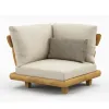 Luxury Teak Modern Design Eco-Friendly Outdoor Sectional Sofa Set Waterproof Quick-Dry Cushions L-Shaped Garden Set for Villa