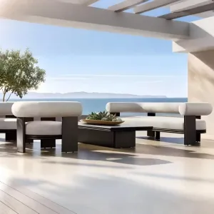 Luxury Villa Aluminum Outdoor Sofa Set-Modern Design for Living Room Garden Use Durable Waterproof Furniture