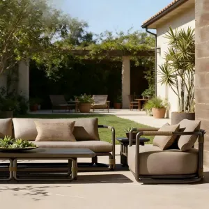 Luxury Villa Outdoor Sofa Set Aluminum Modern Eco-Friendly Waterproof Living Room Patio Garden Furniture